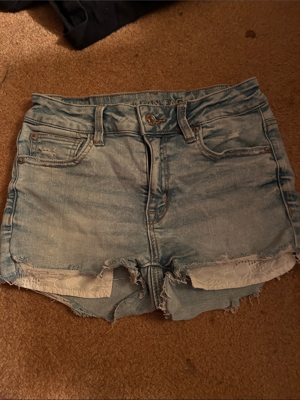 American Eagle Outfitters Light Blue Distressed Denim Shorts